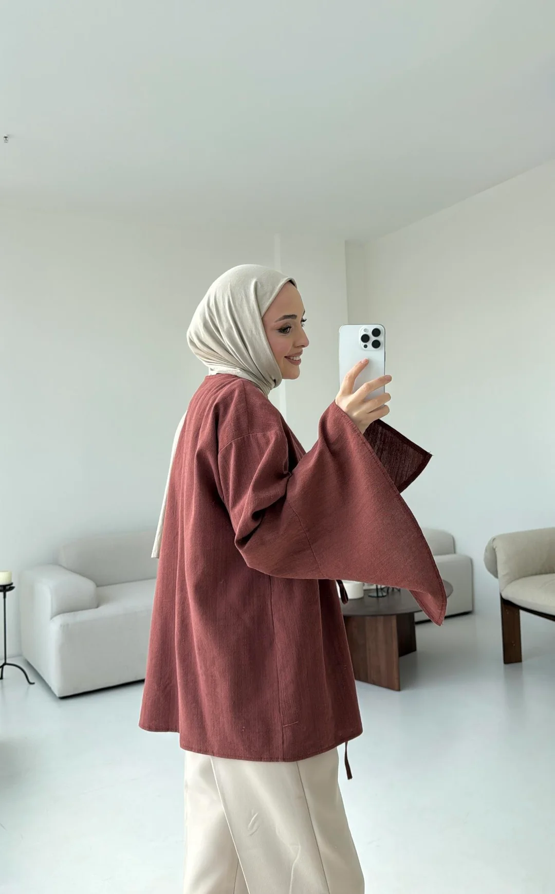 Kol Detay Kimono Kiremit - Görsel 2