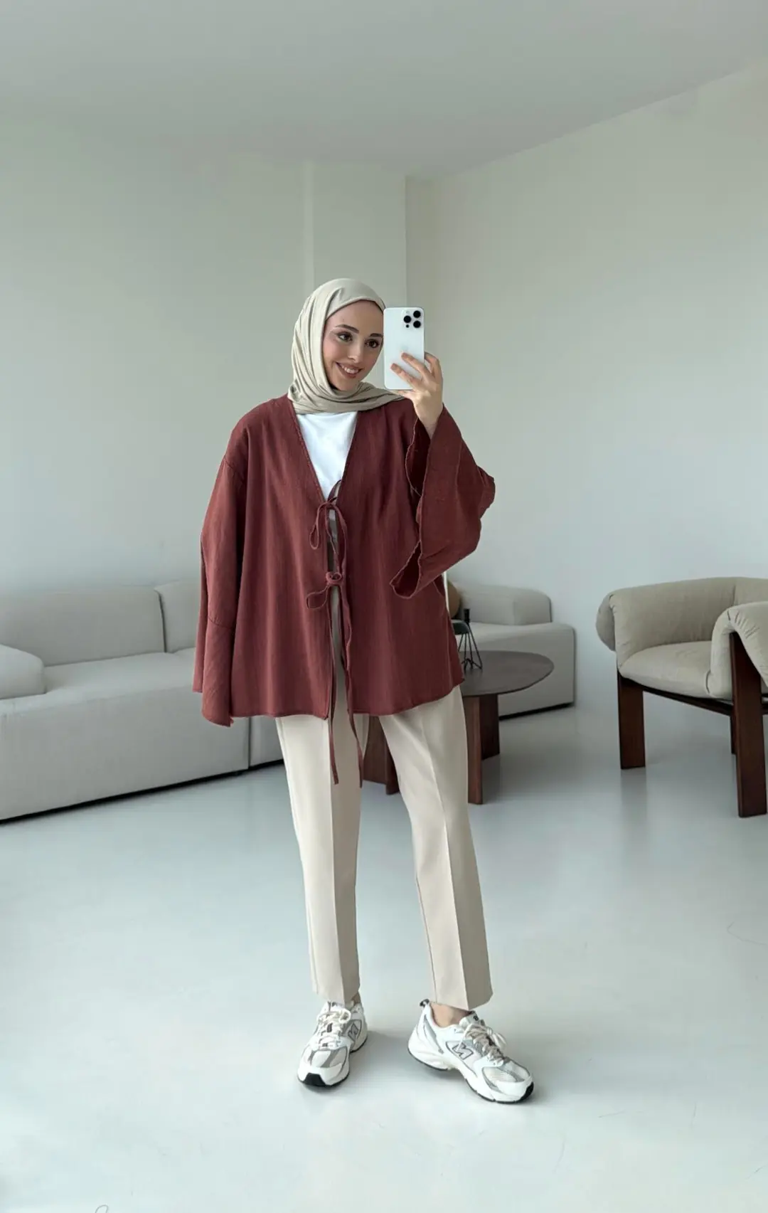 Kol Detay Kimono Kiremit - Görsel 8