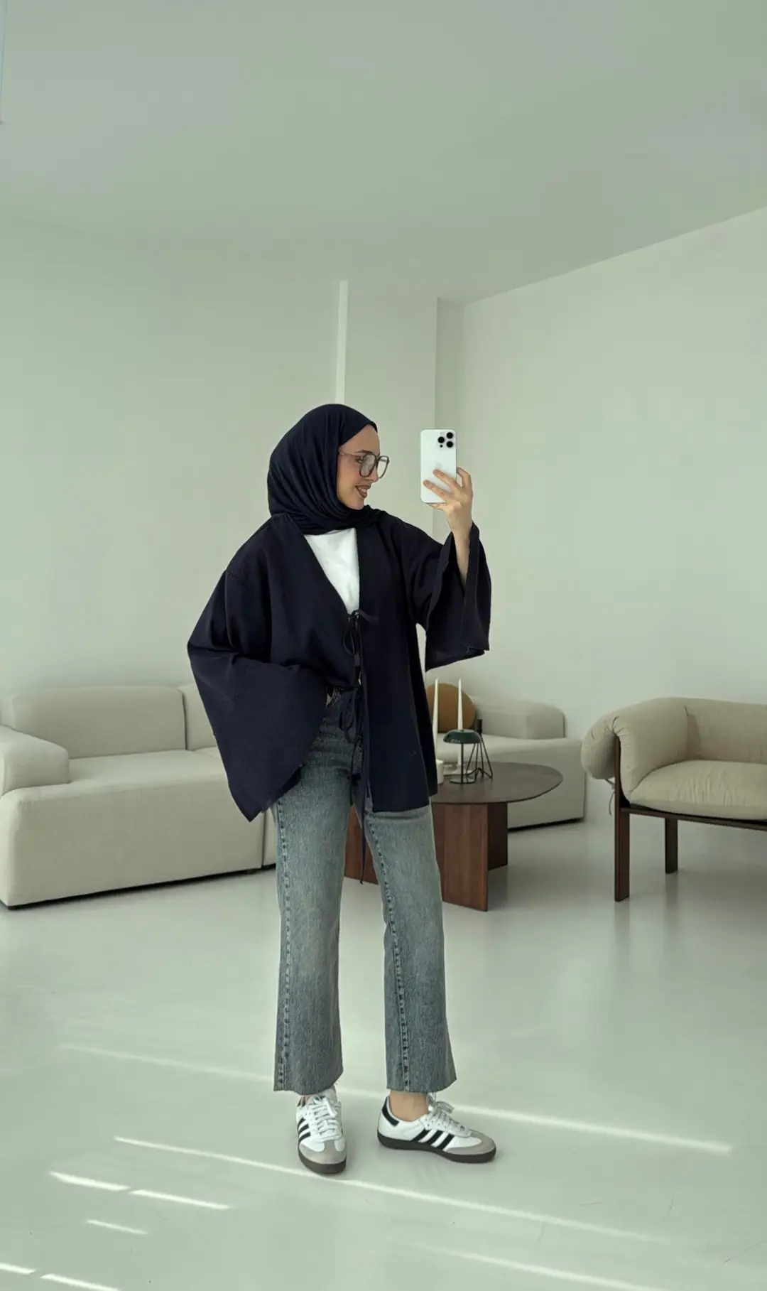 Kol Detay Kimono Lacivert - Görsel 2