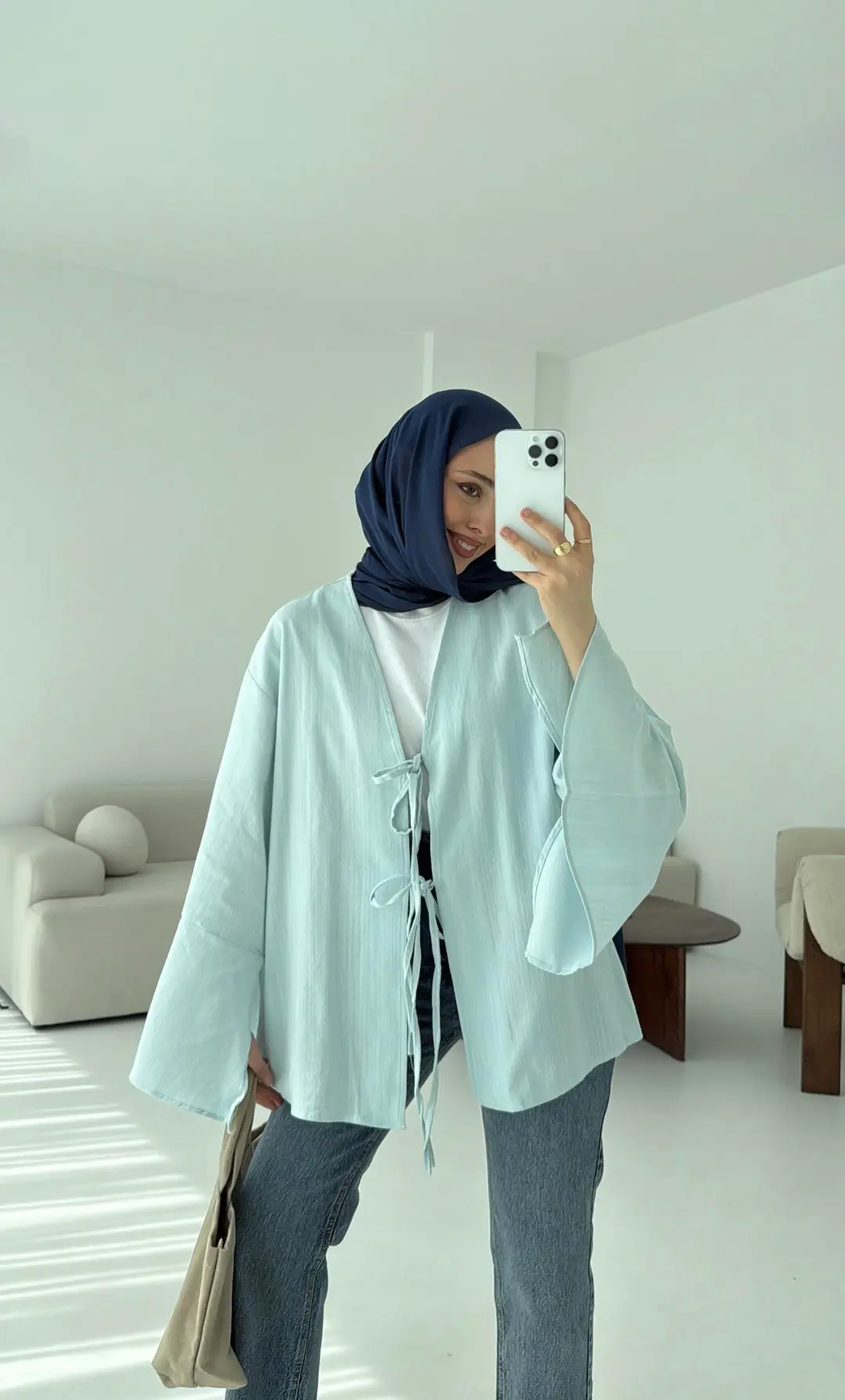 Kol Detay Kimono Mavi - Görsel 3