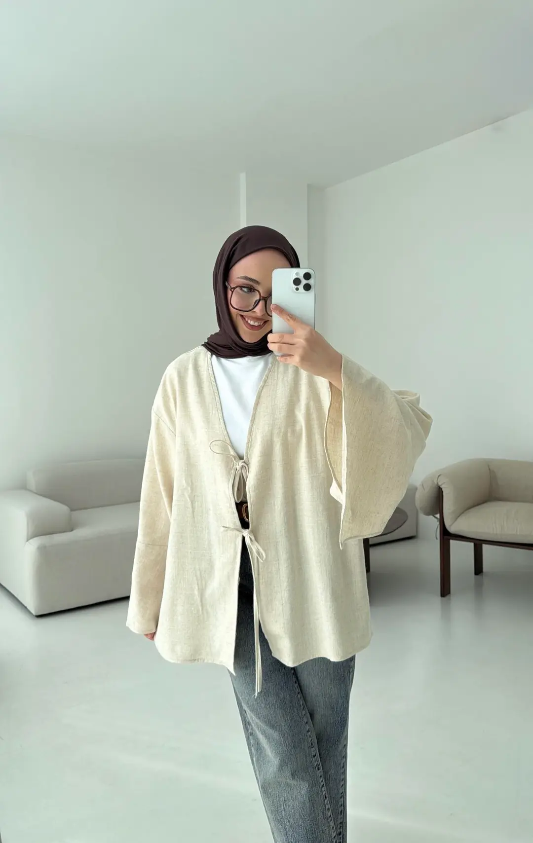 Kol Detay Kimono Natural - Görsel 2