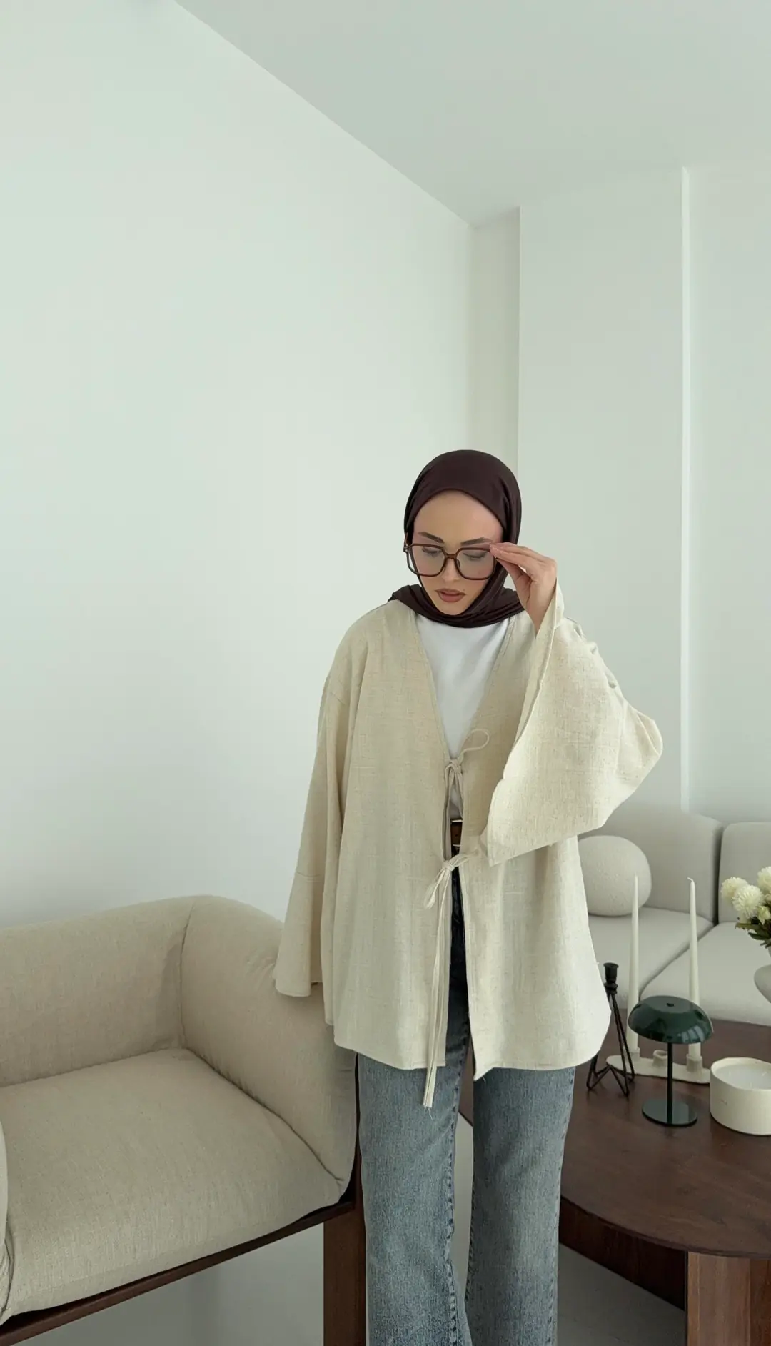 Kol Detay Kimono Natural - Görsel 5