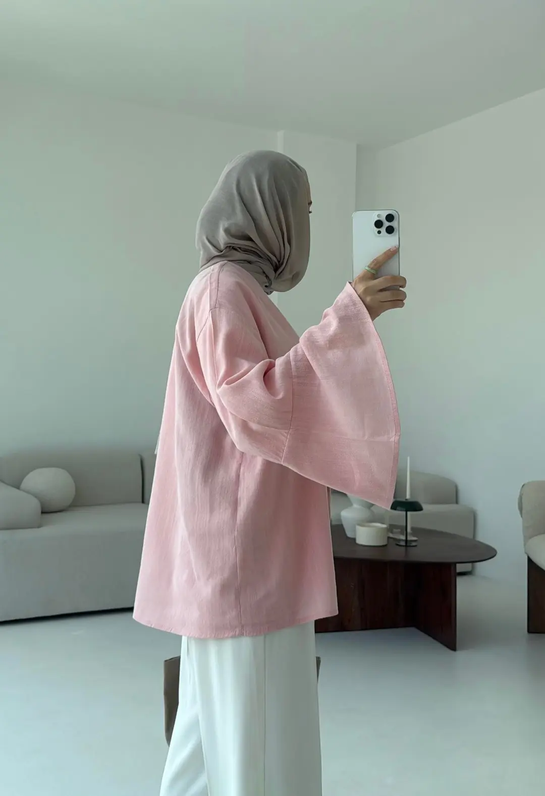 Kol Detay Kimono Pembe - Görsel 6