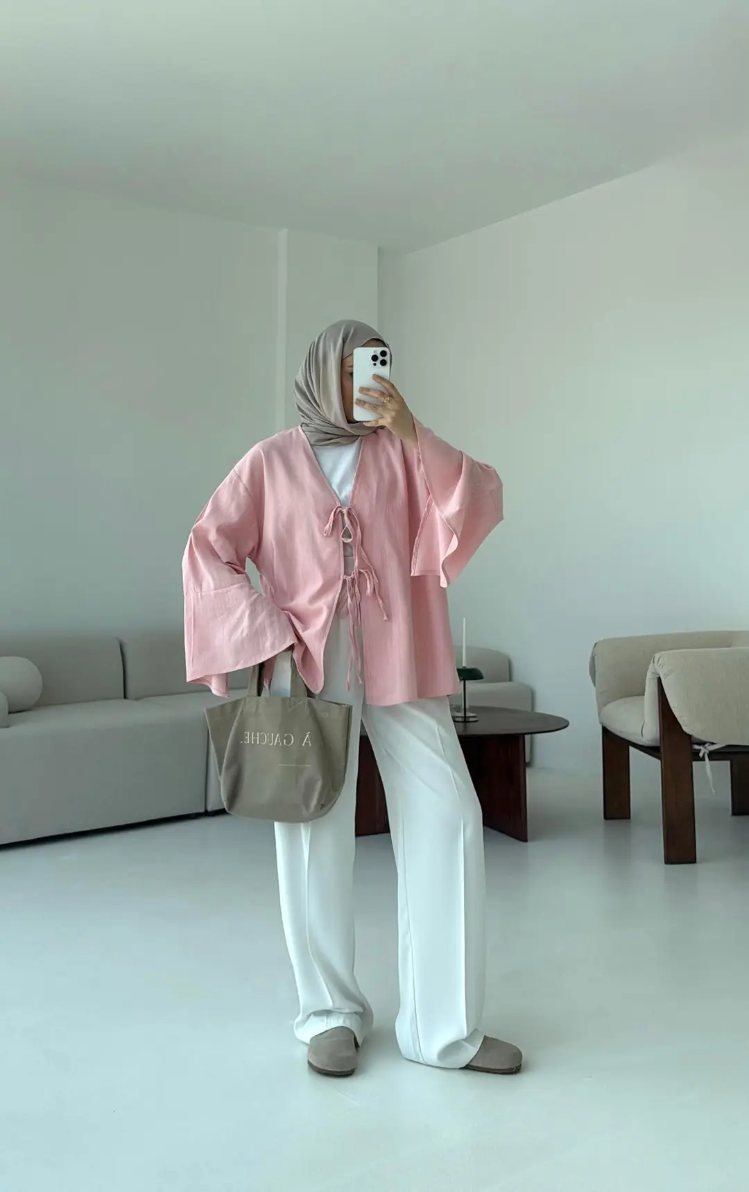 Kol Detay Kimono Pembe - Görsel 7