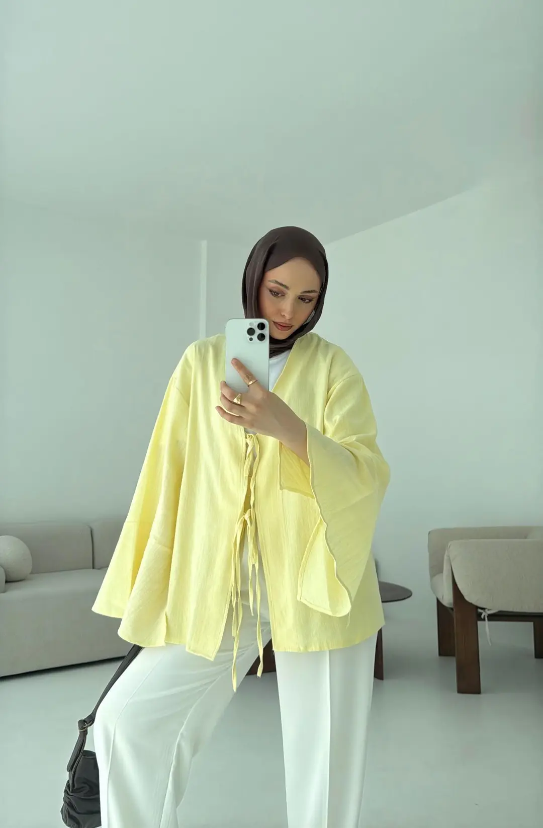 Kol Detay Kimono Sarı - Görsel 3