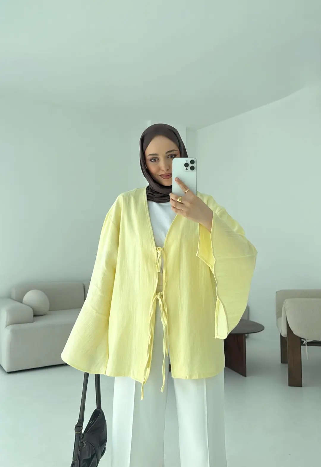 Kol Detay Kimono Sarı - Görsel 6