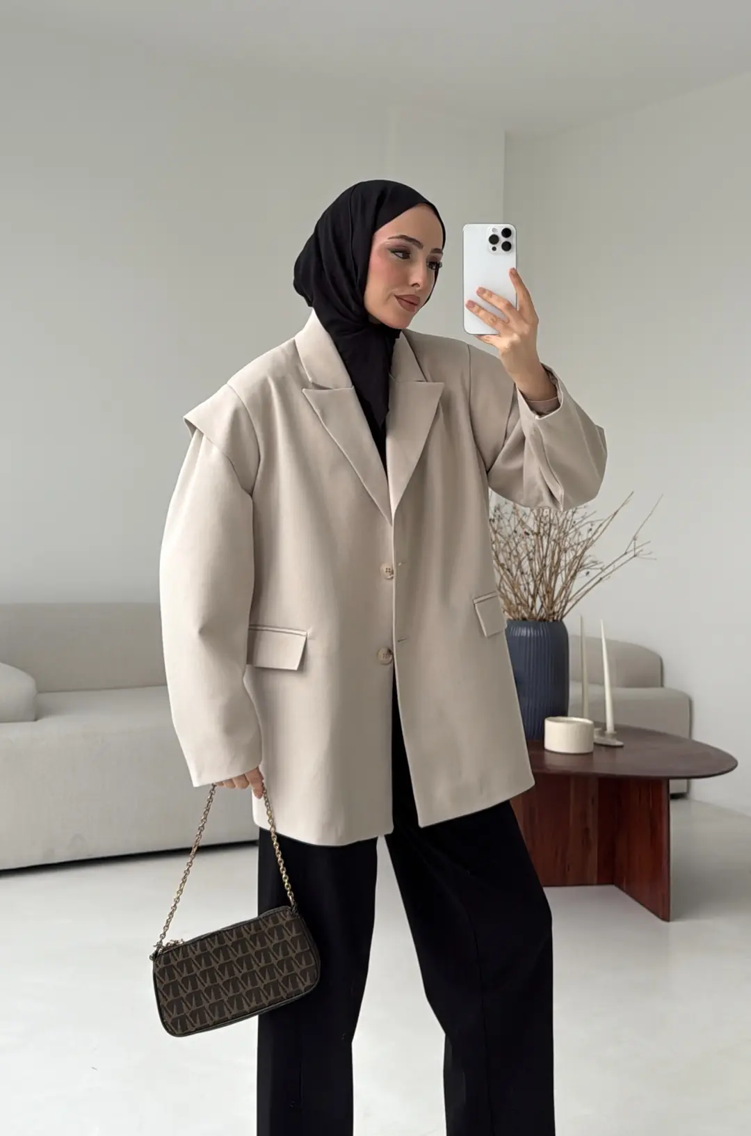 Kol Detay Oversize Ceket Taş - Görsel 6