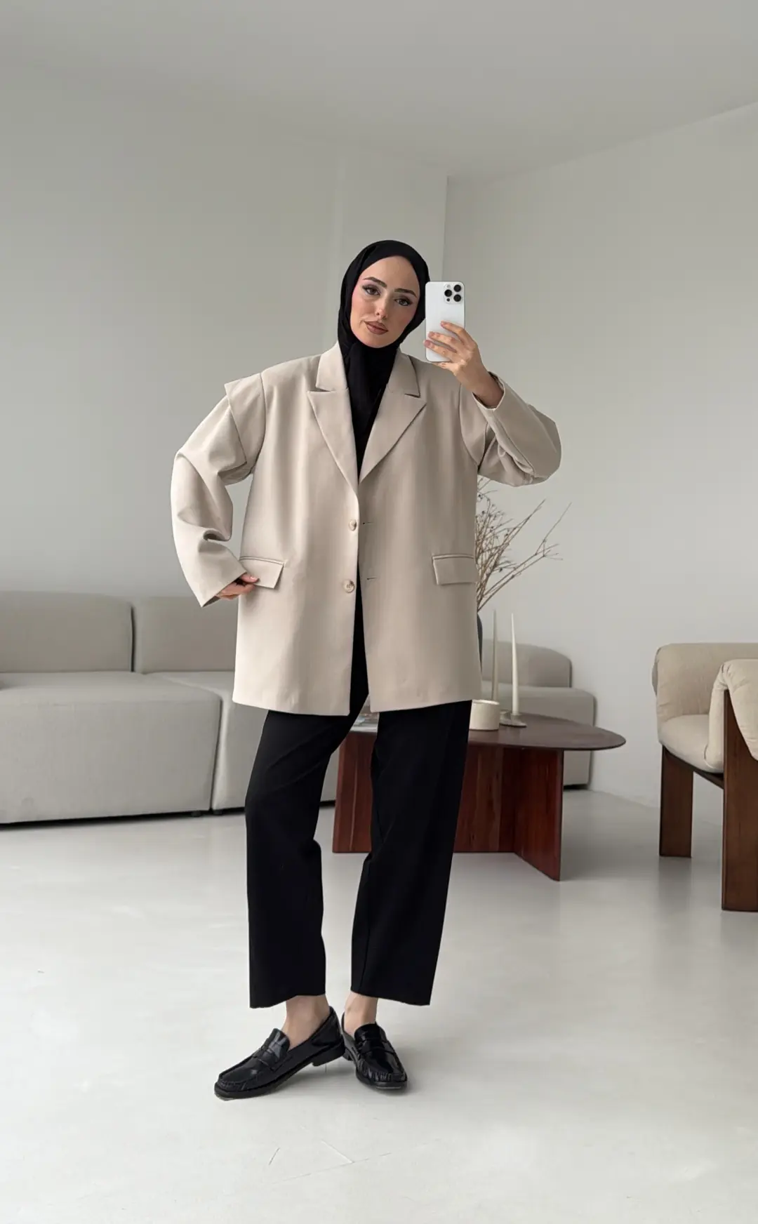 Kol Detay Oversize Ceket Taş - Görsel 7