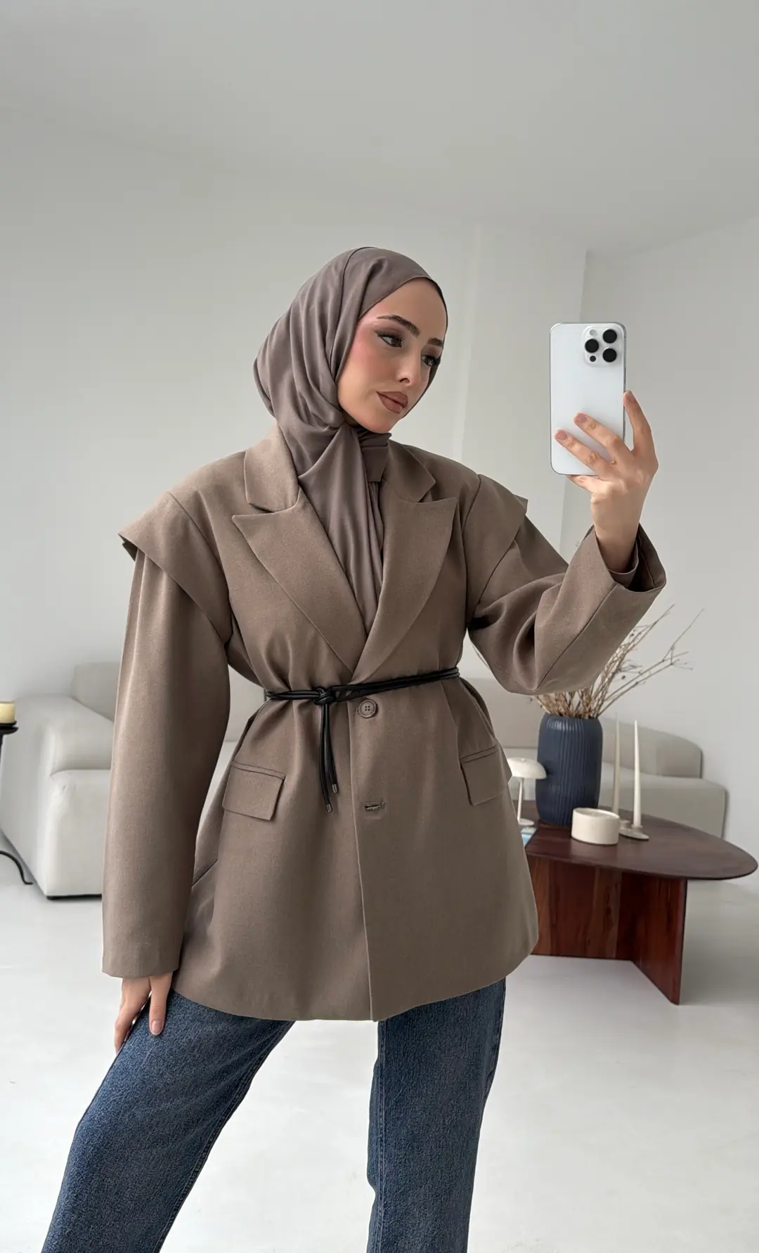 Kol Detay Oversize Ceket Vizon - Görsel 6