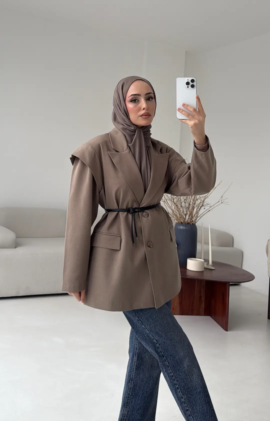 Kol Detay Oversize Ceket Vizon - Görsel 7