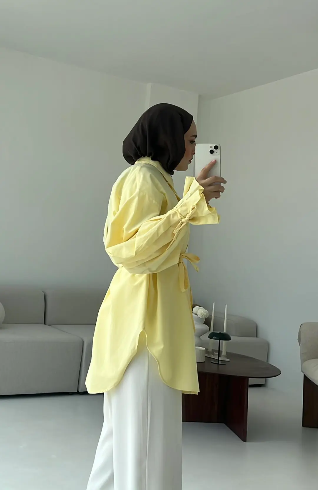 Kol Detay Tasarım Gömlek Sarı - Görsel 4