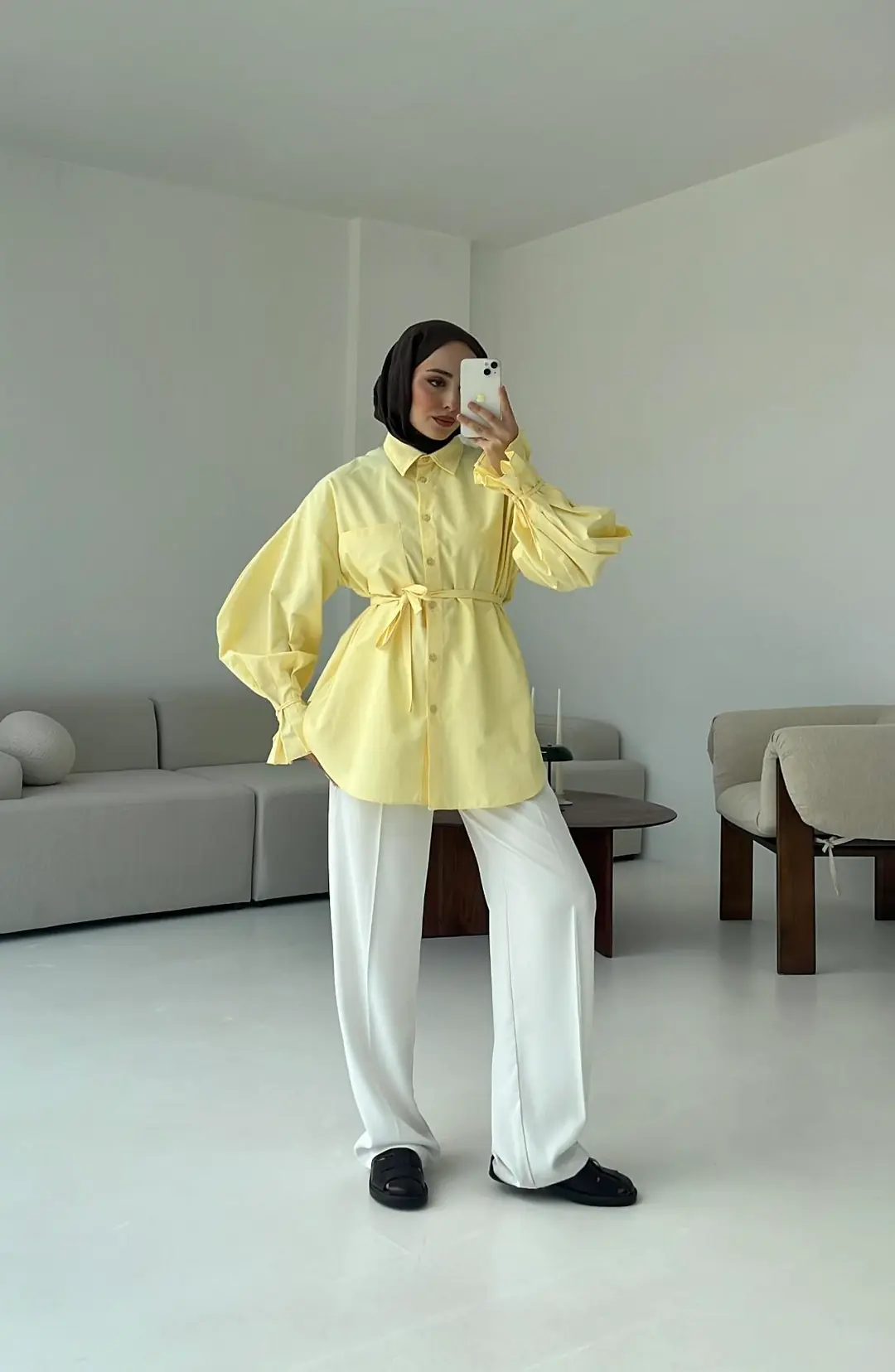 Kol Detay Tasarım Gömlek Sarı - Görsel 5