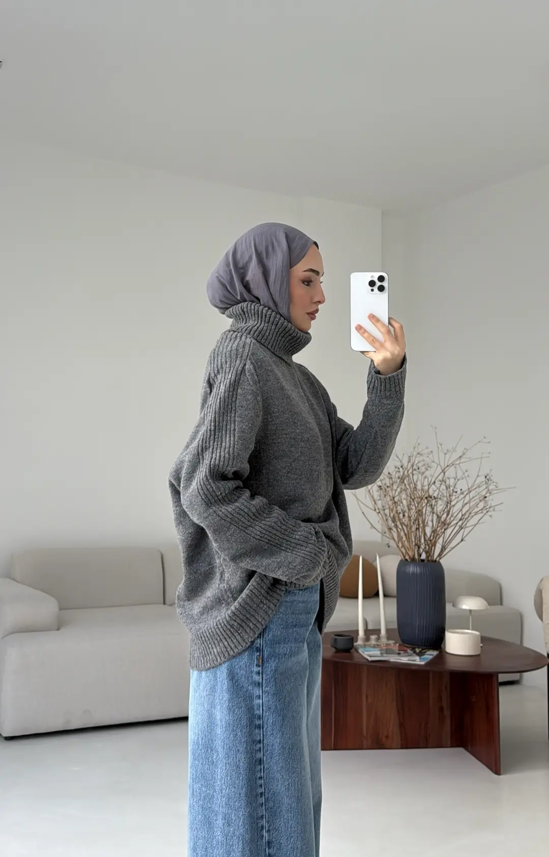 Kol Ortası Fitilli Kazak Antrasit - Görsel 4