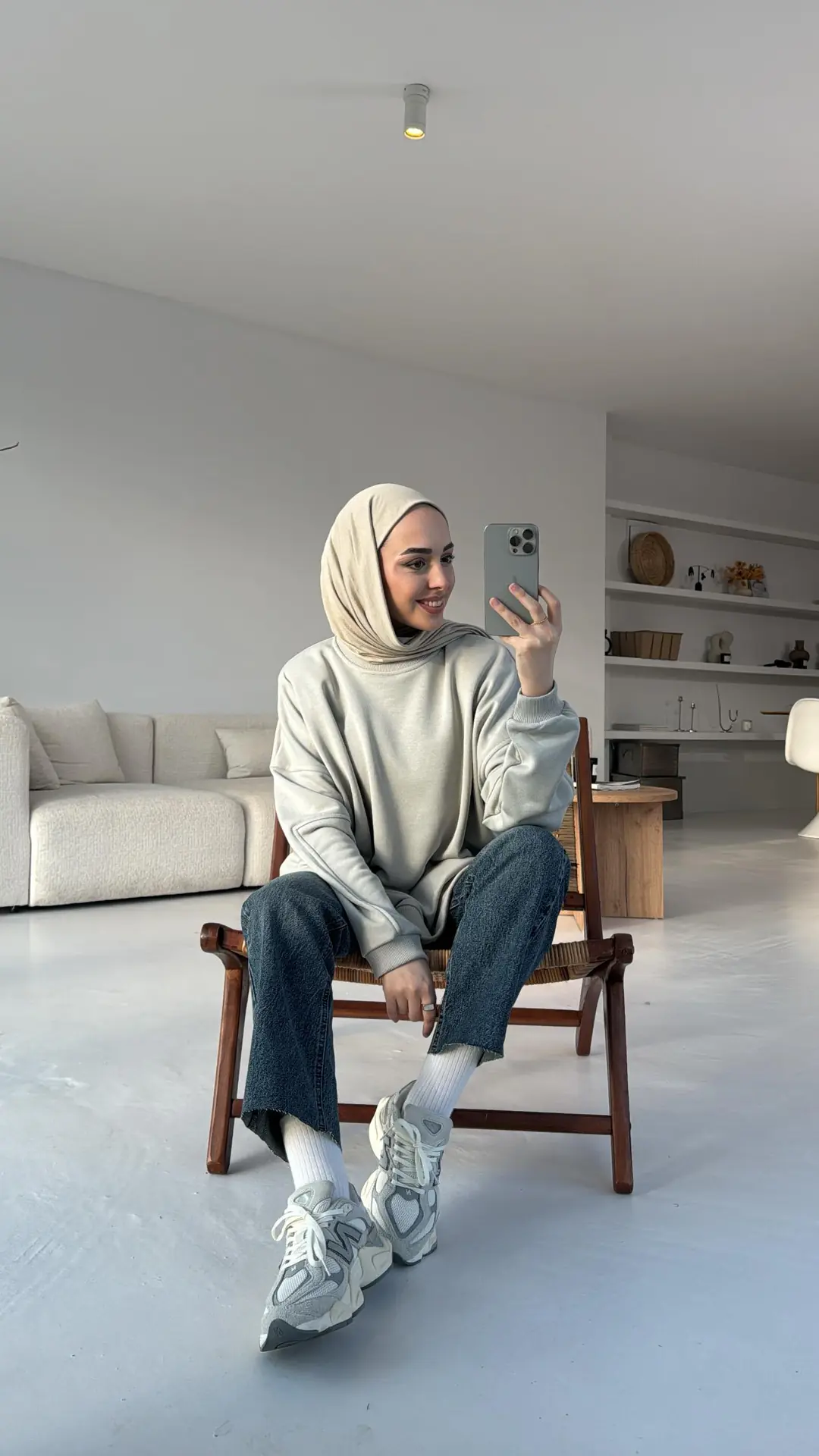 Kolları Dikiş Detaylı Oversize Sweatshirt Gri