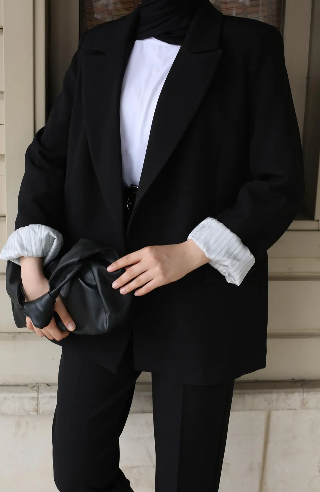 Kolu Katlamalı Blazer Ceket Siyah - Görsel 4