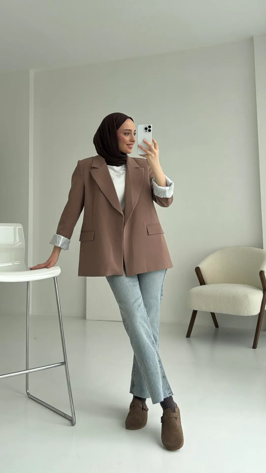 Kolu Katlamalı Blazer Kahve