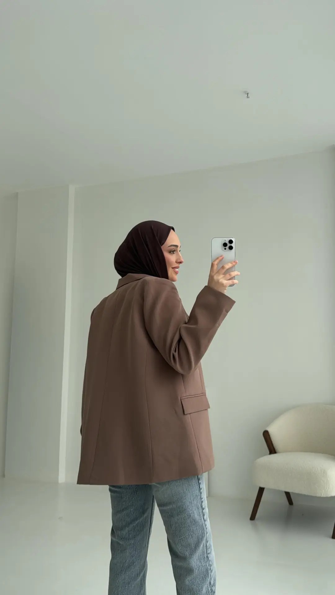 Kolu Katlamalı Blazer Kahve - Görsel 4