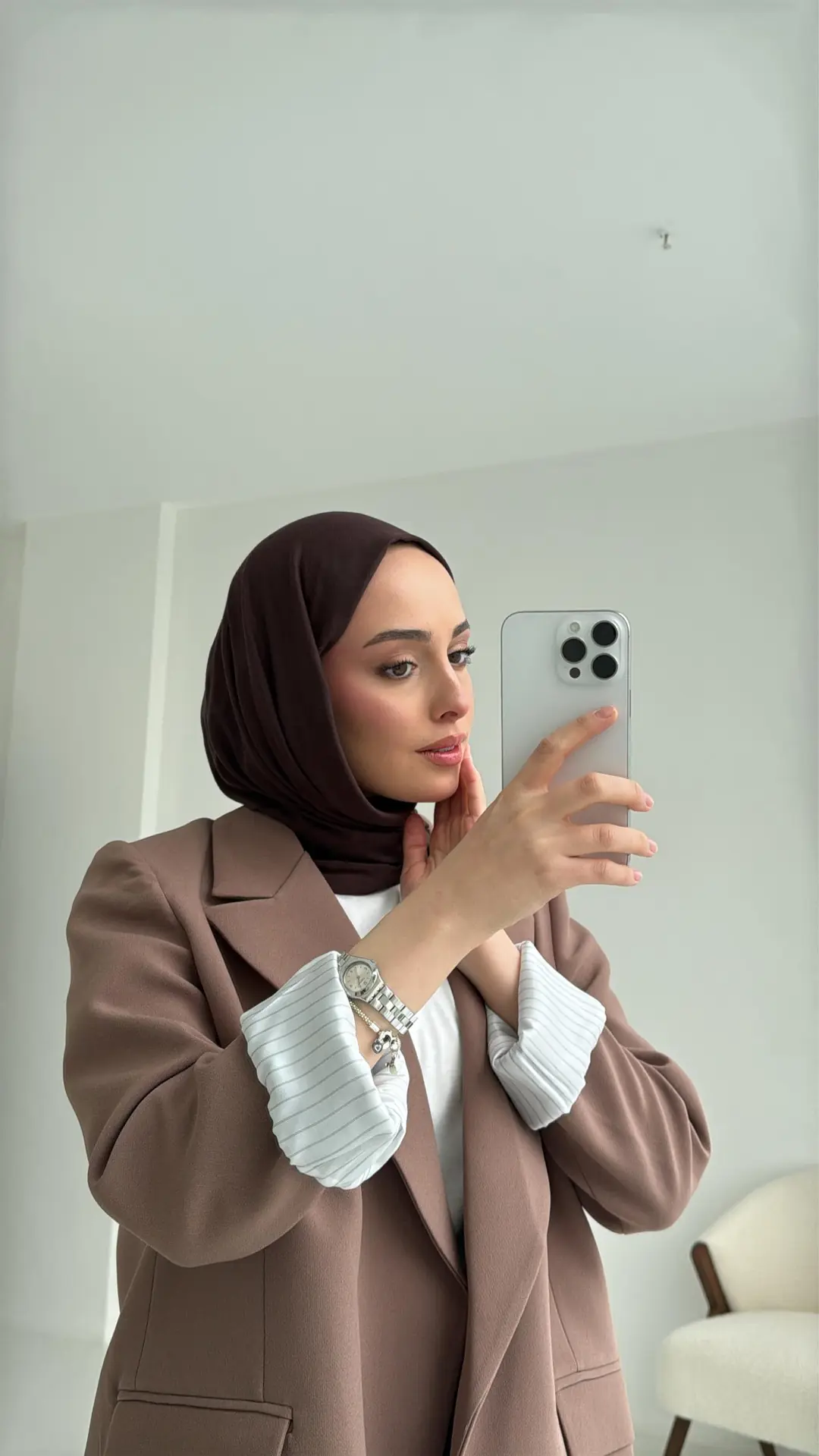 Kolu Katlamalı Blazer Kahve - Görsel 5