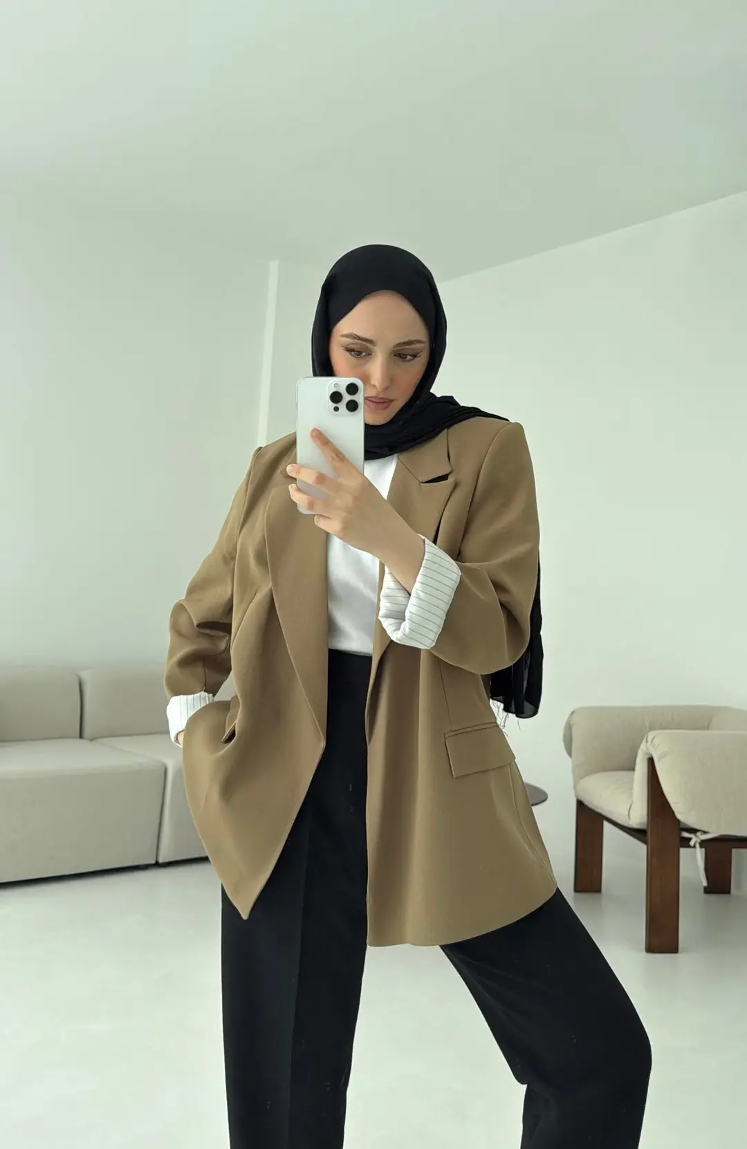 Kolu Katlamalı Blazer Olive - Görsel 2