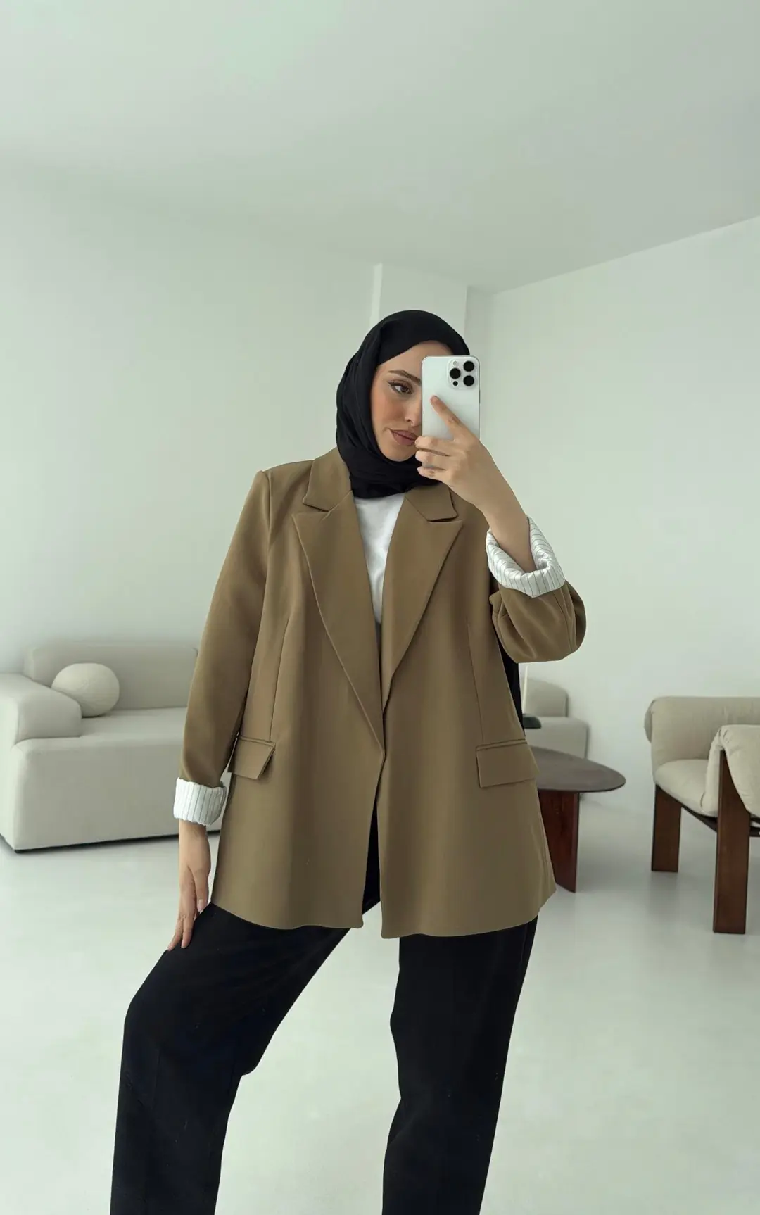 Kolu Katlamalı Blazer Olive - Görsel 5