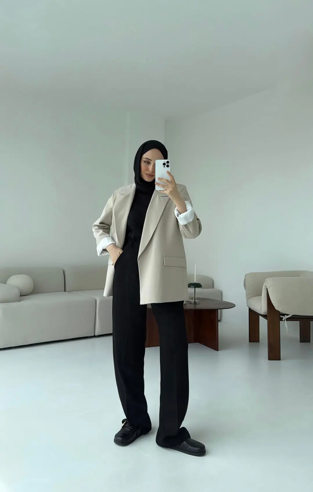 Kolu Katlamalı Blazer Vizon - Görsel 3