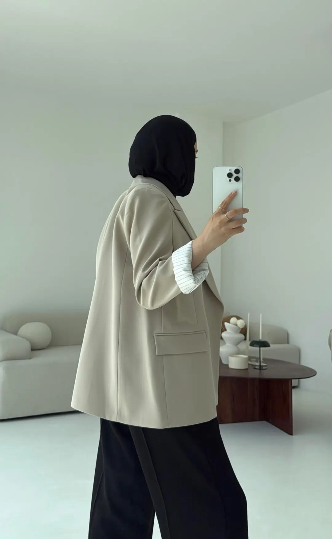 Kolu Katlamalı Blazer Vizon - Görsel 4