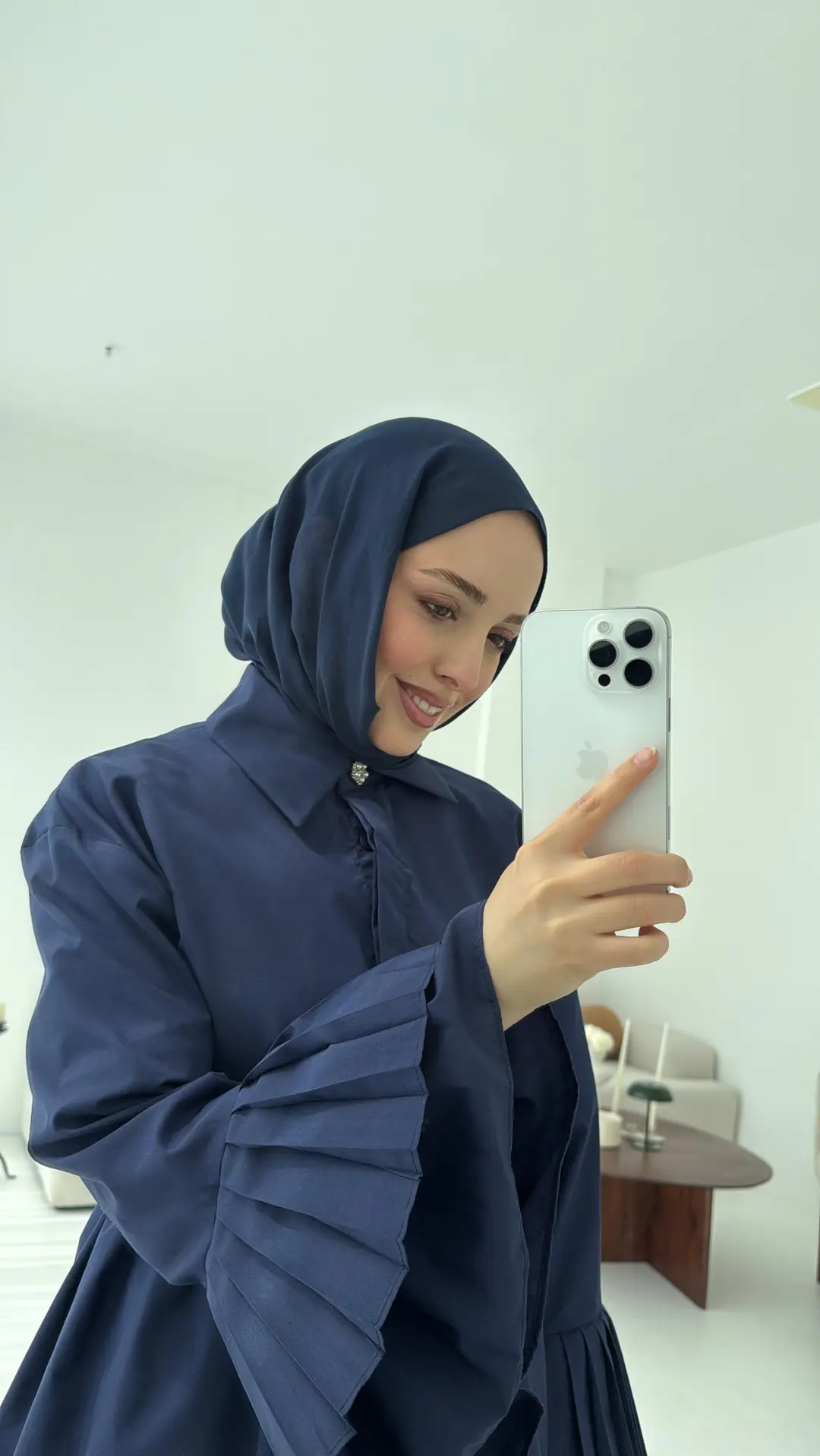 Kolu Piliseli Gömlek Lacivert - Görsel 4