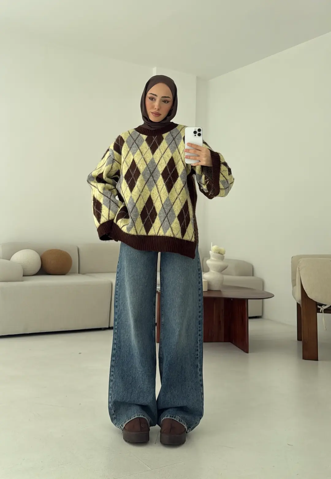 Kolu Yırtmaç Detay Tasarım Kazak Sarı