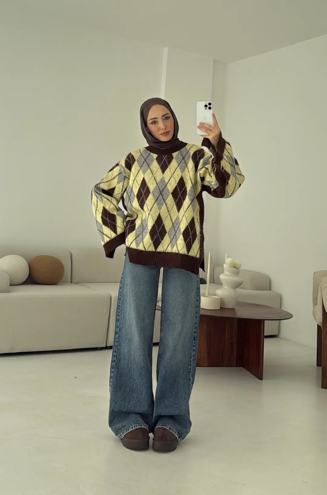 Kolu Yırtmaç Detay Tasarım Kazak Sarı - Görsel 9