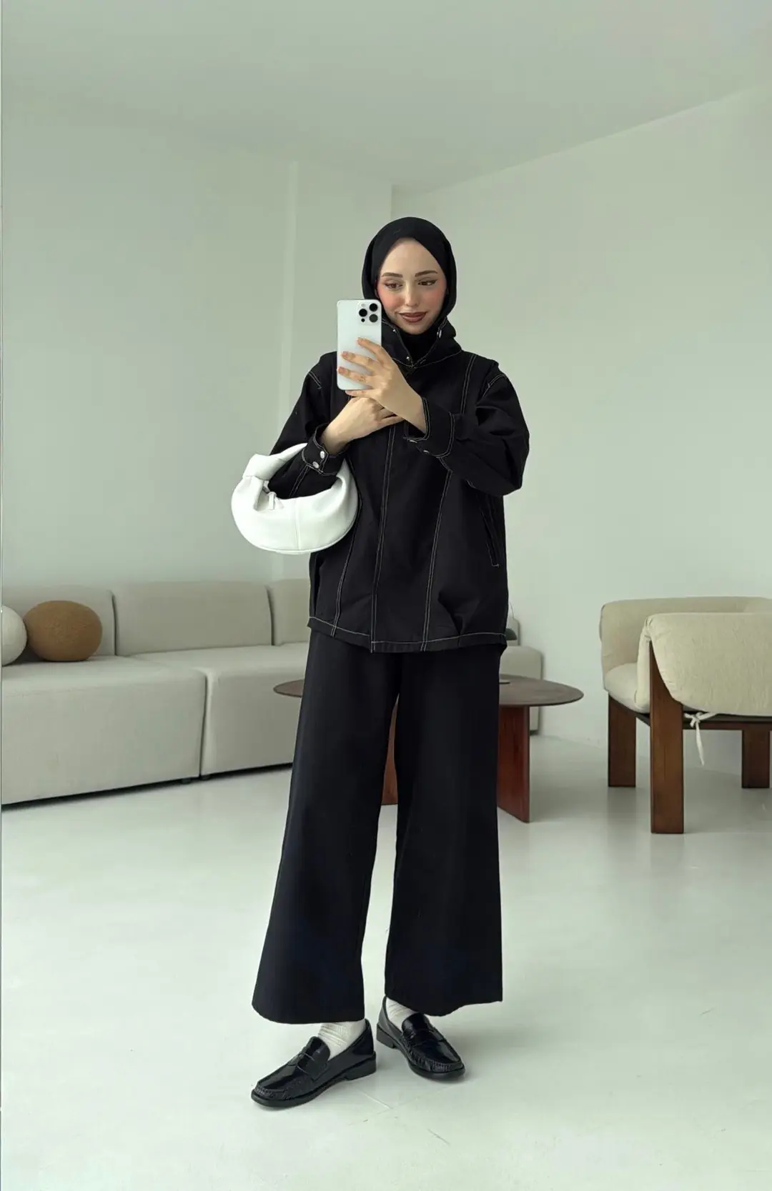 Kontrast Dikişli Gabardin Takım Siyah - Görsel 3