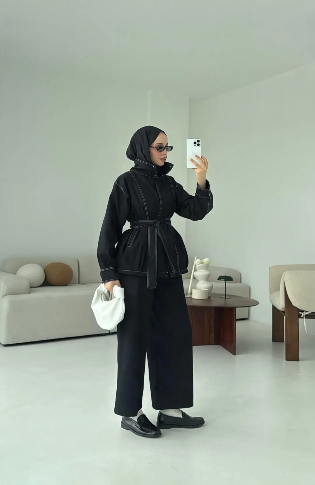 Kontrast Dikişli Gabardin Takım Siyah - Görsel 5