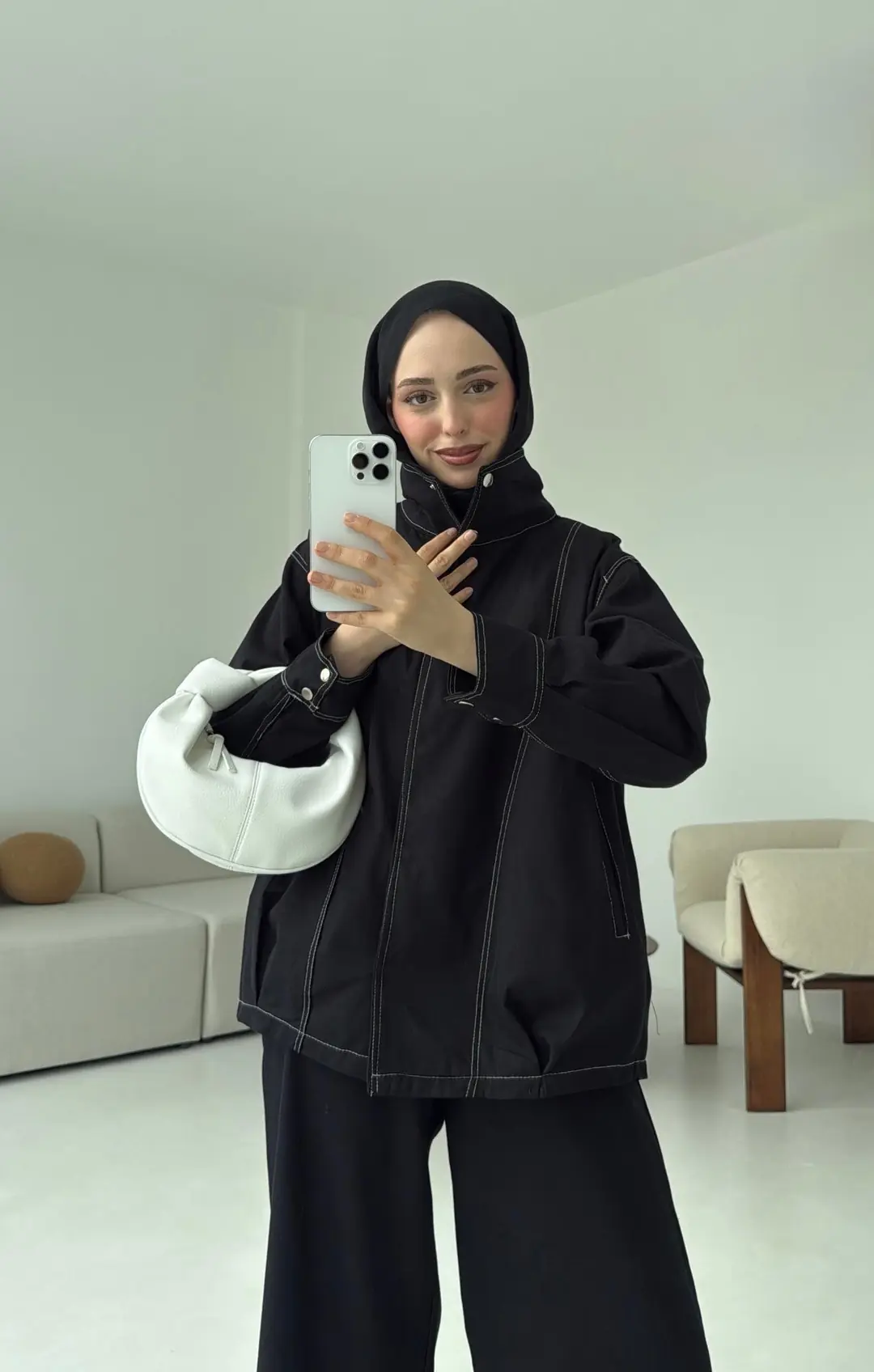 Kontrast Dikişli Gabardin Takım Siyah - Görsel 9