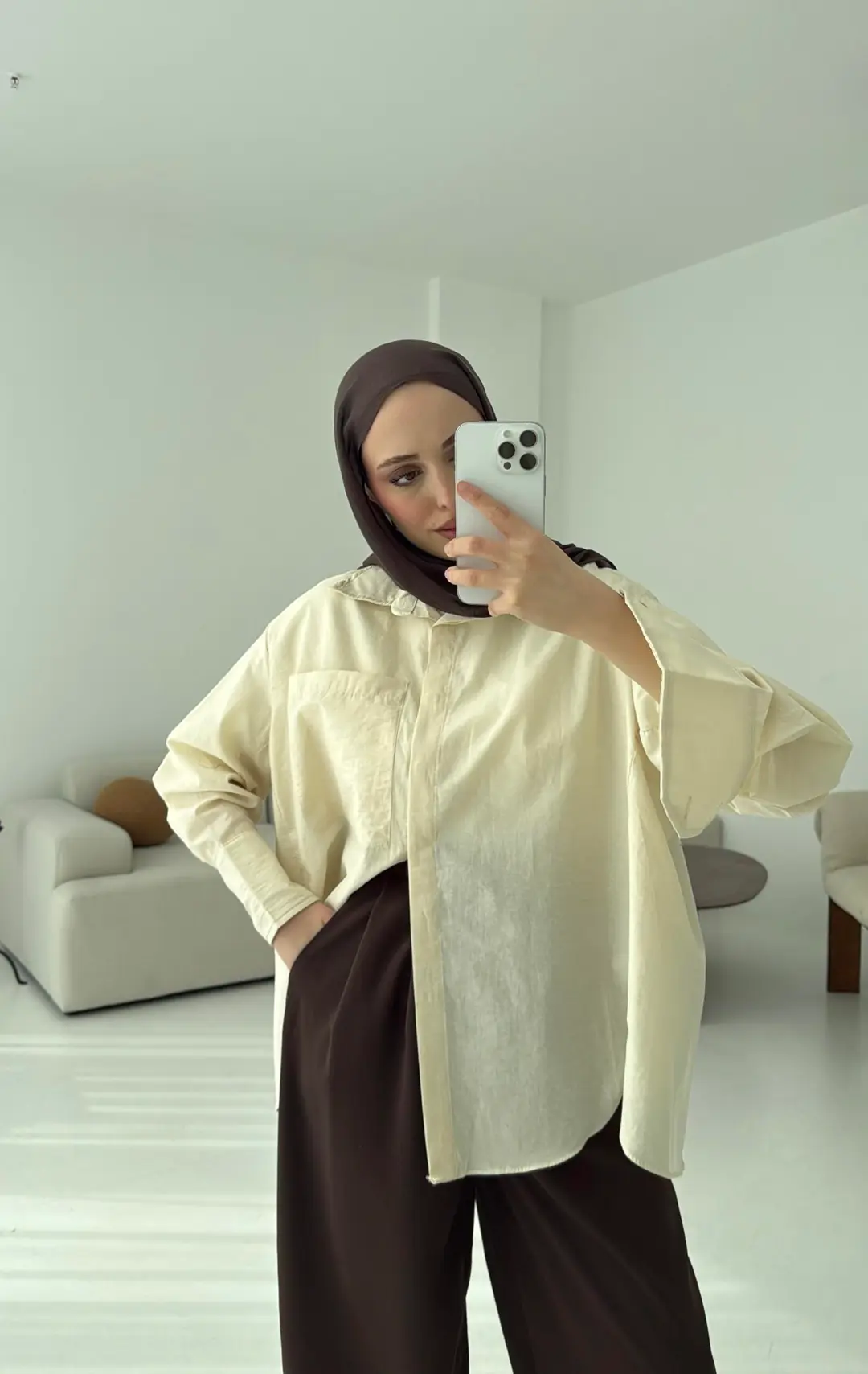 Koton Gömlek Bej - Görsel 6