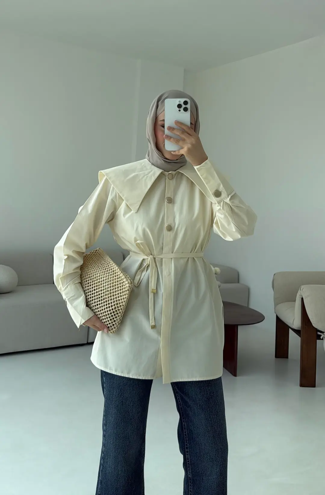 Krem Bebe Yaka Gömlek