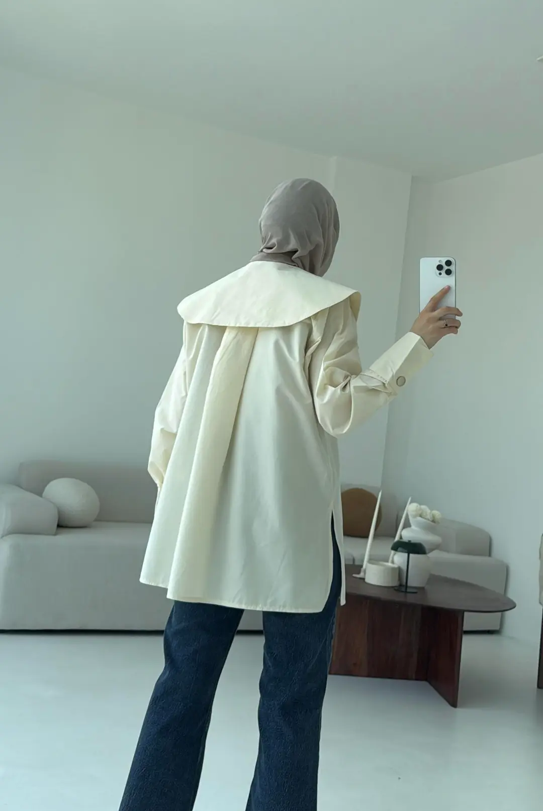 Krem Bebe Yaka Gömlek - Görsel 3