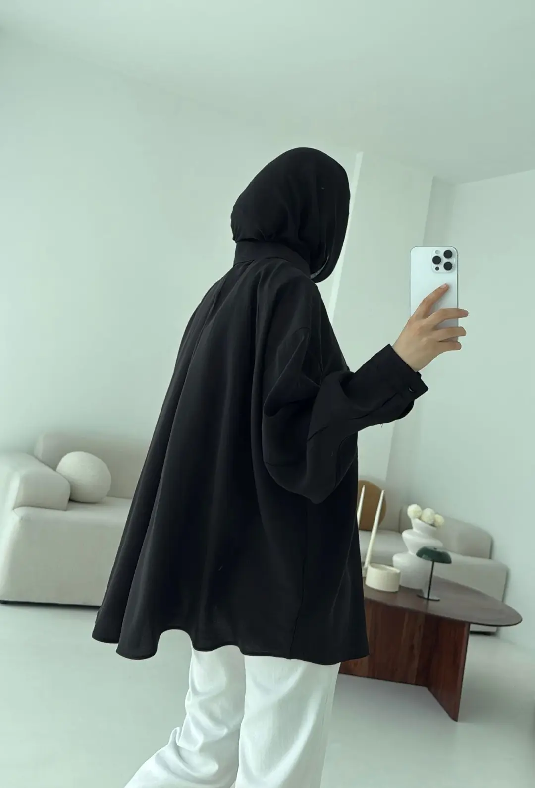 Krep Dökümlü Gömlek Siyah - Görsel 2