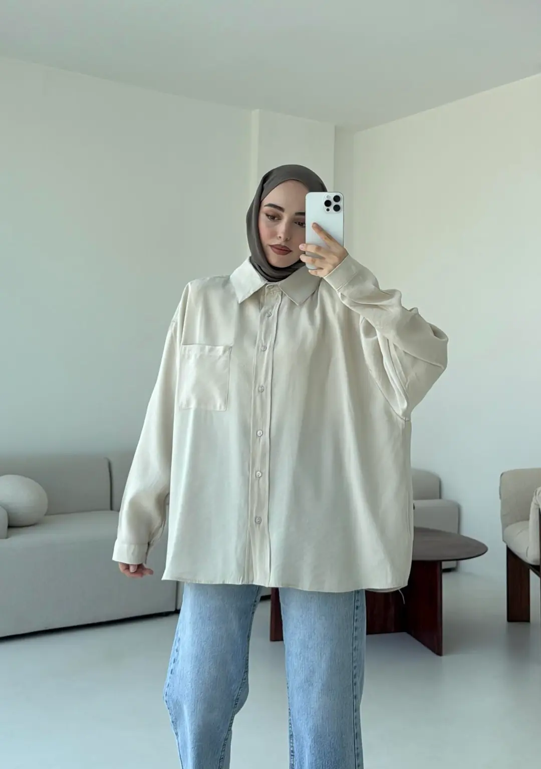 Krep Dökümlü Gömlek Taş