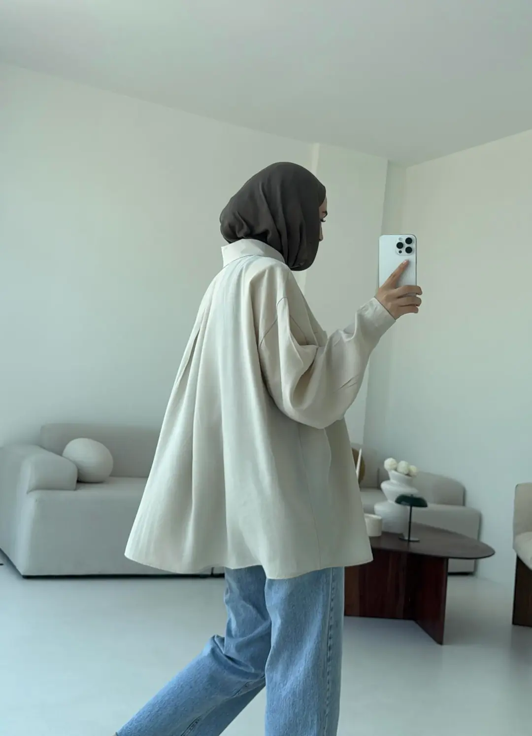 Krep Dökümlü Gömlek Taş - Görsel 2