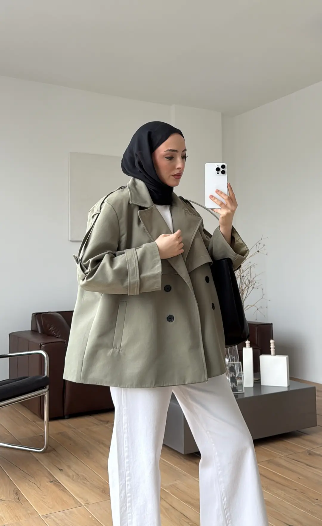 Kruvaze Apoletli Trençkot Çağla Yeşil