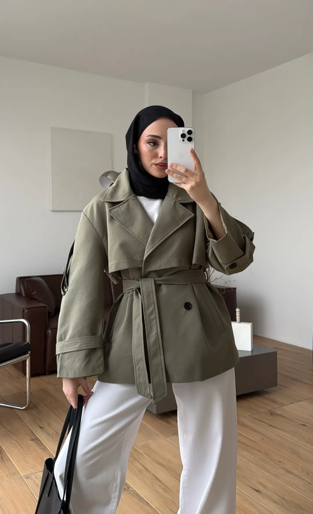 Kruvaze Apoletli Trençkot Çağla Yeşil - Görsel 6