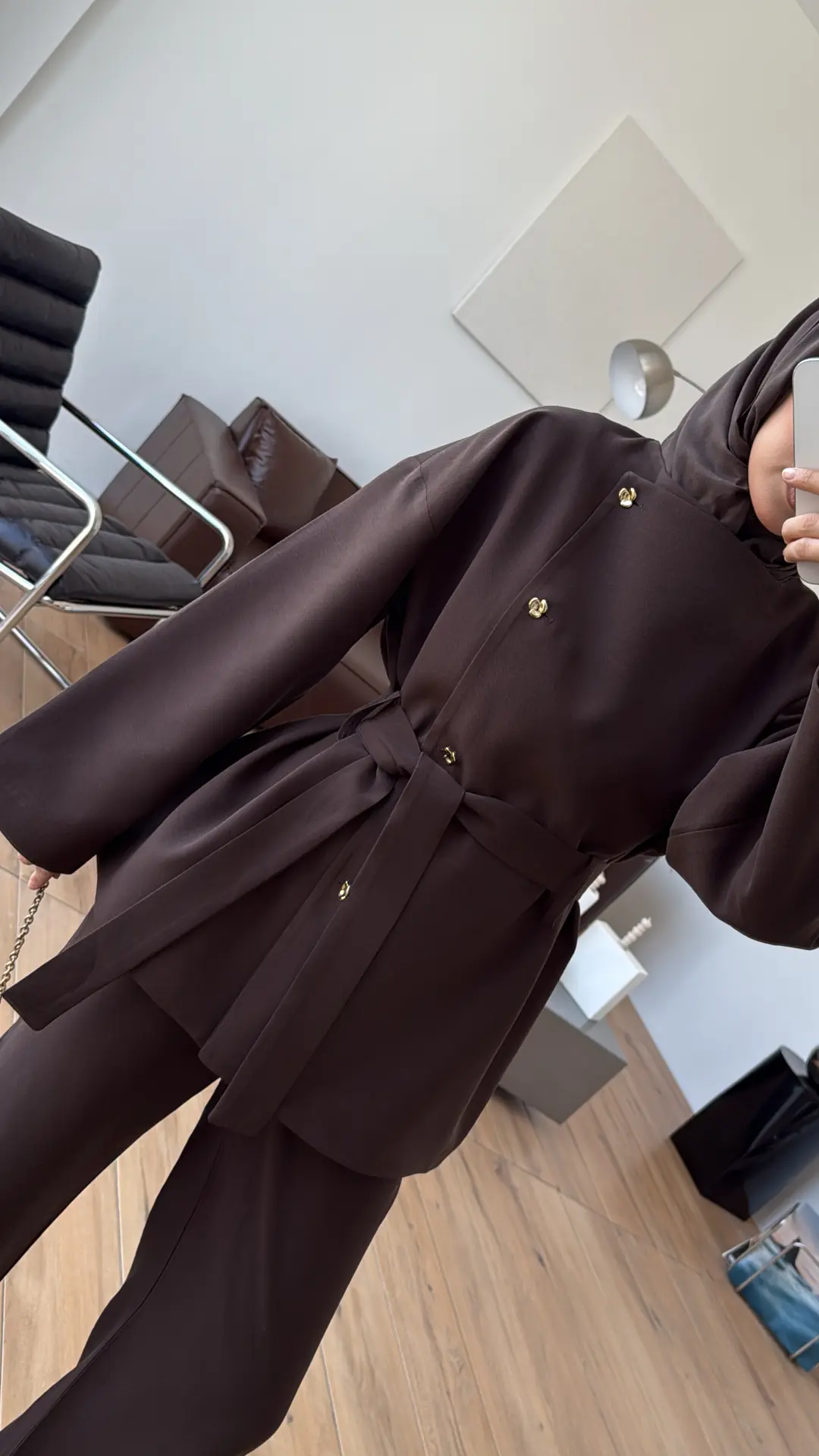 Kruvaze Asimetrik Takım Kahve - Görsel 5