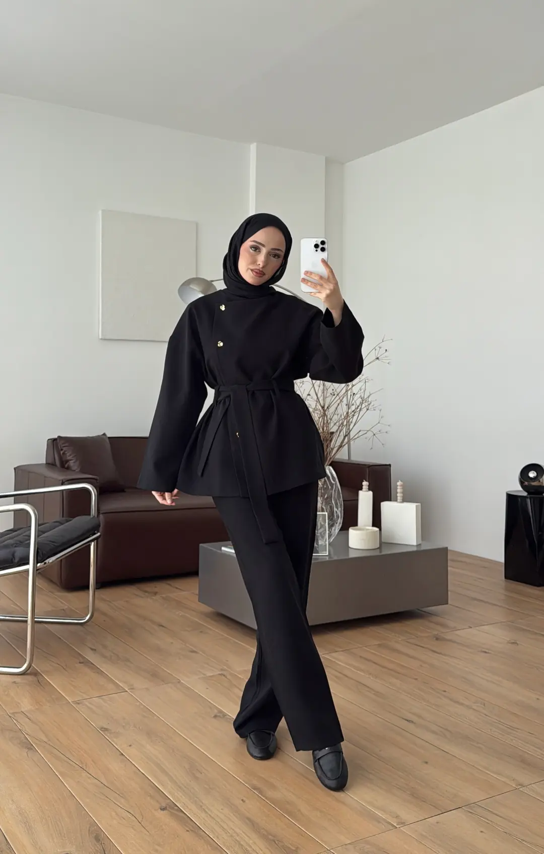 Kruvaze Asimetrik Takım Siyah - Görsel 2