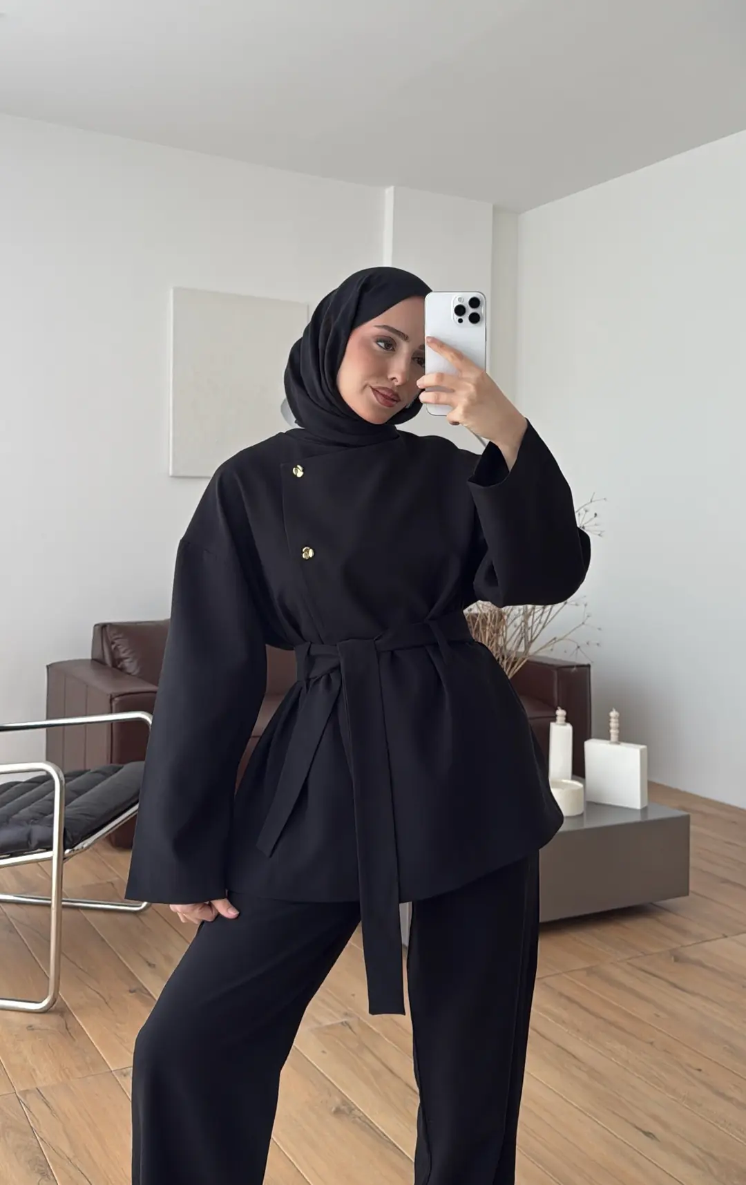 Kruvaze Asimetrik Takım Siyah - Görsel 5