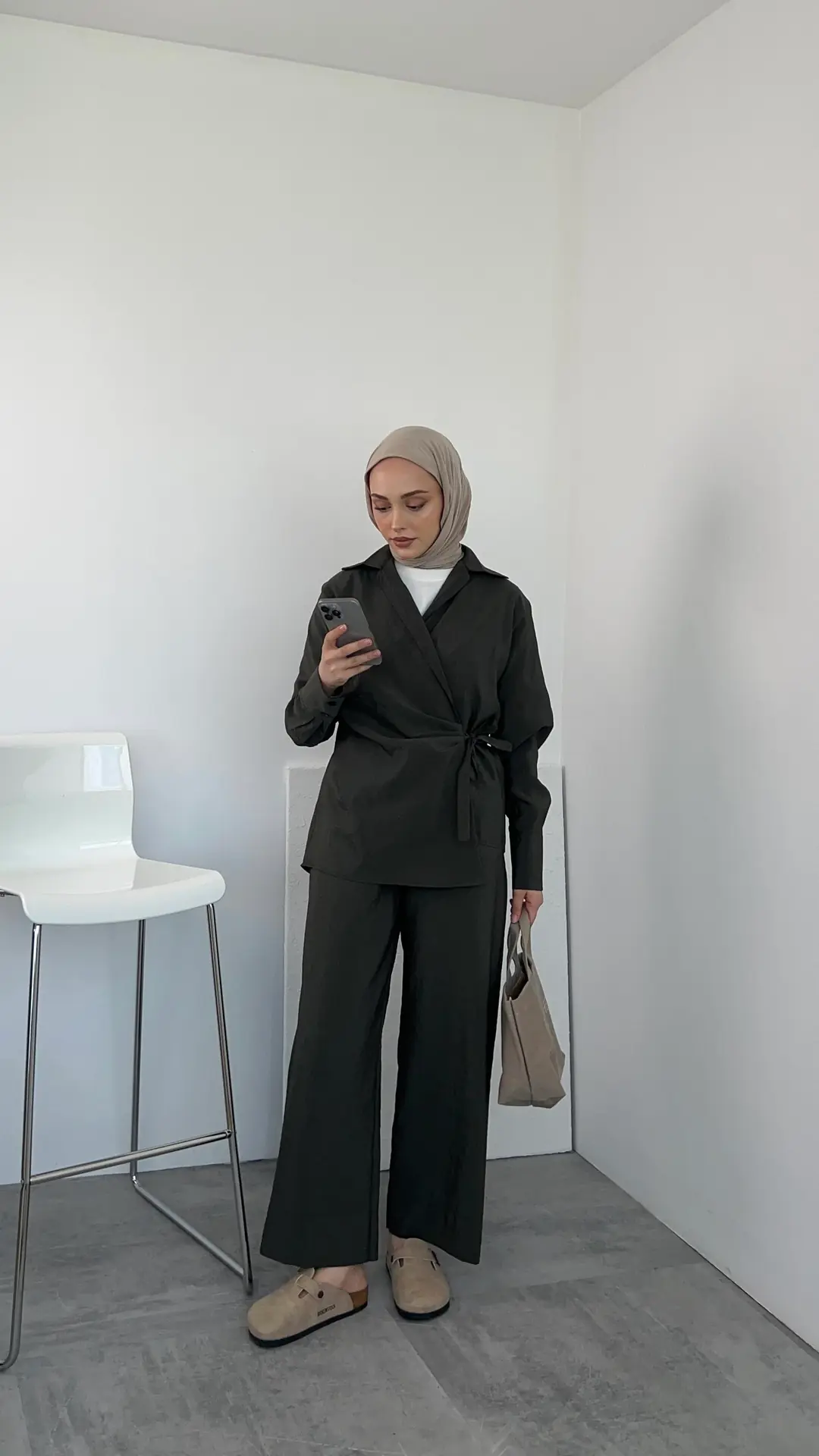 Kruvaze Gömlek Pantolon Takım Haki - Görsel 4