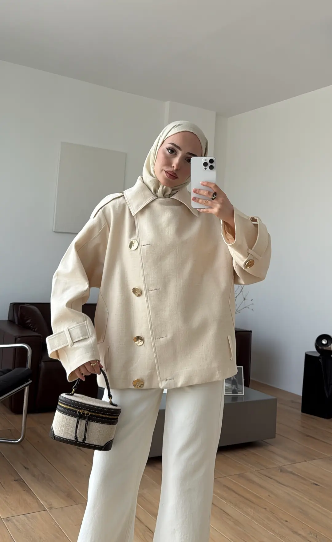 Kruvaze Trenç/Ceket Taş - Görsel 6