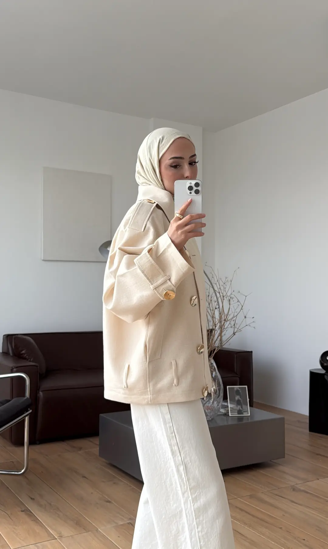 Kruvaze Trenç/Ceket Taş - Görsel 8