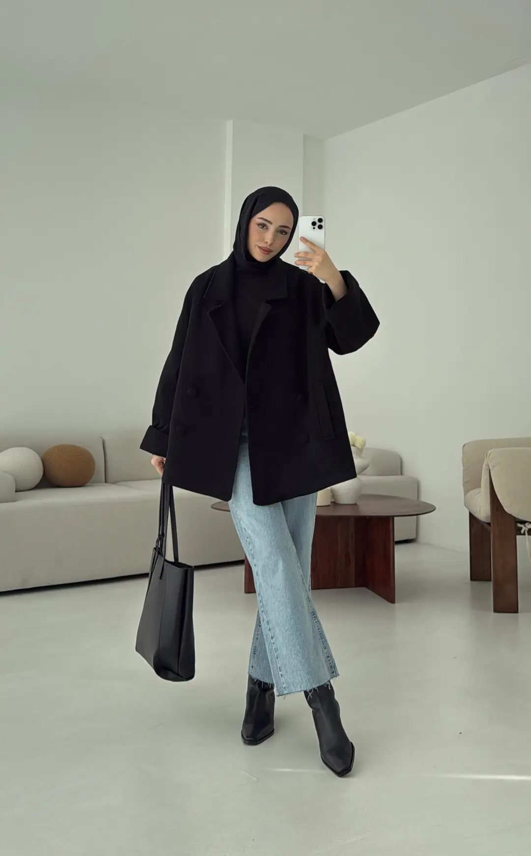 Kruvaze Yaka Kaşe Kaban - Görsel 7