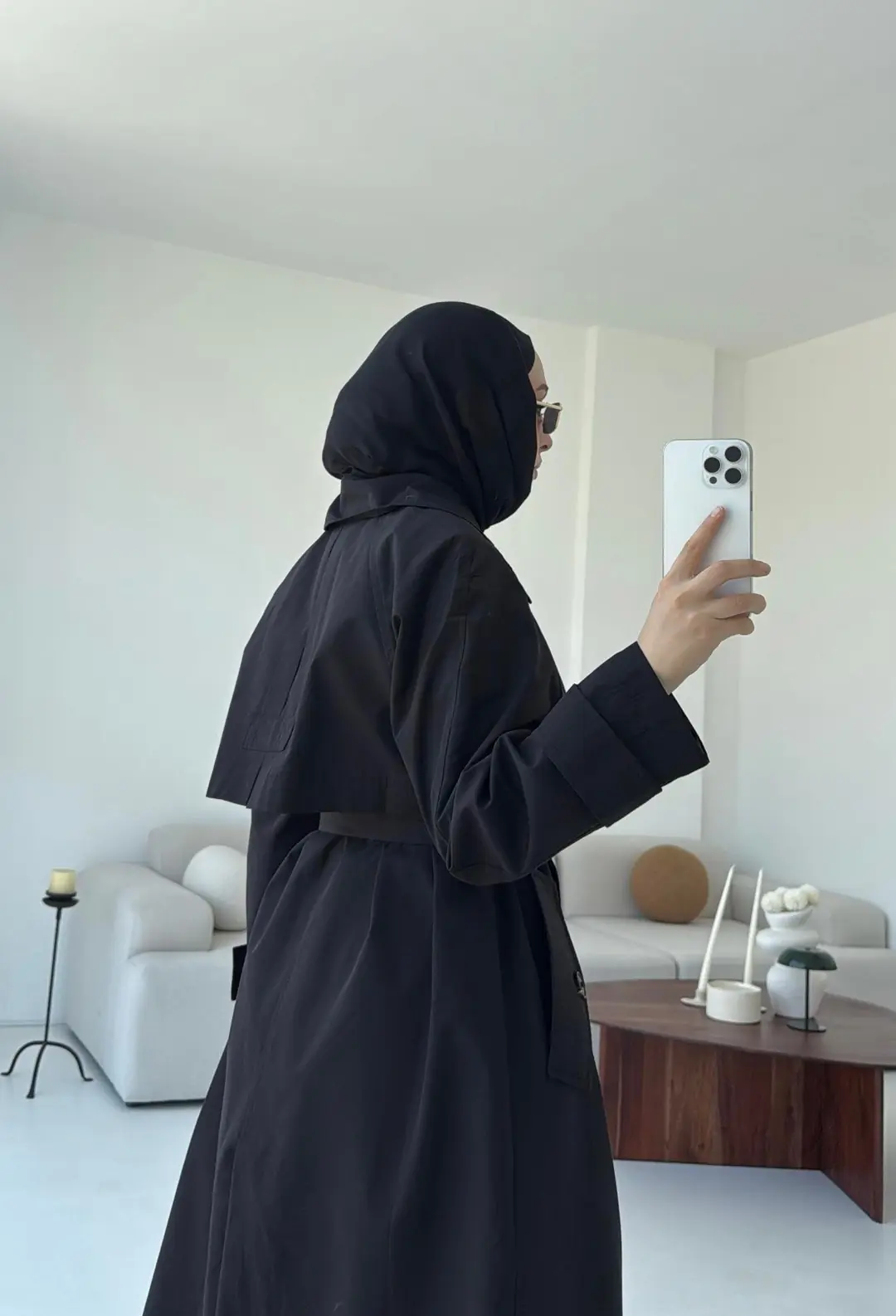 Kuşaklı Premium Trençkot Siyah - Görsel 5