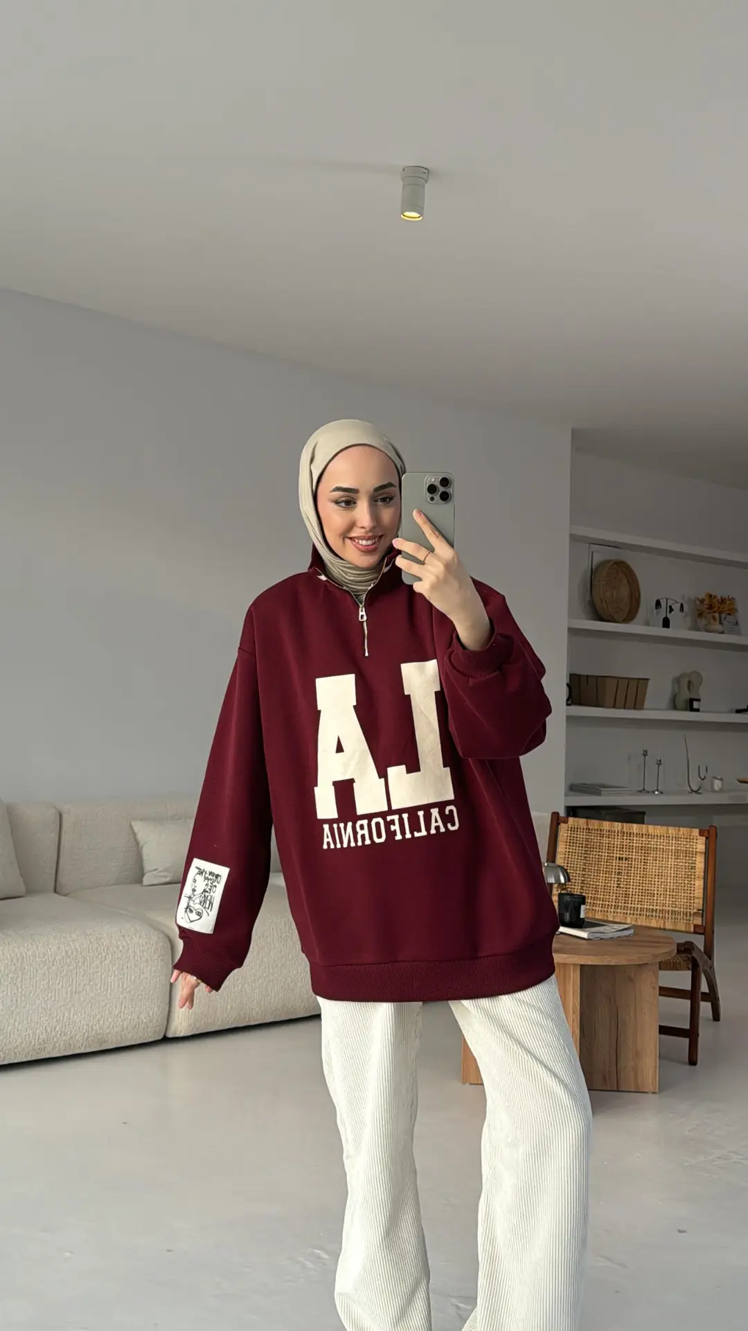 LA California Baskılı Bordo Premium Sweat - Görsel 2