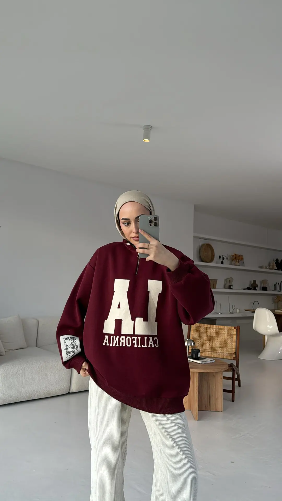 LA California Baskılı Bordo Premium Sweat - Görsel 4